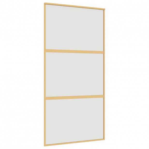 vidaXL Posuvné dveře zlaté 102,5 x 205 cm mléčné ESG sklo a hliník