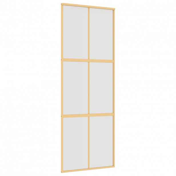 vidaXL Posuvné dveře zlaté 76 x 205 cm mléčné ESG sklo a hliník