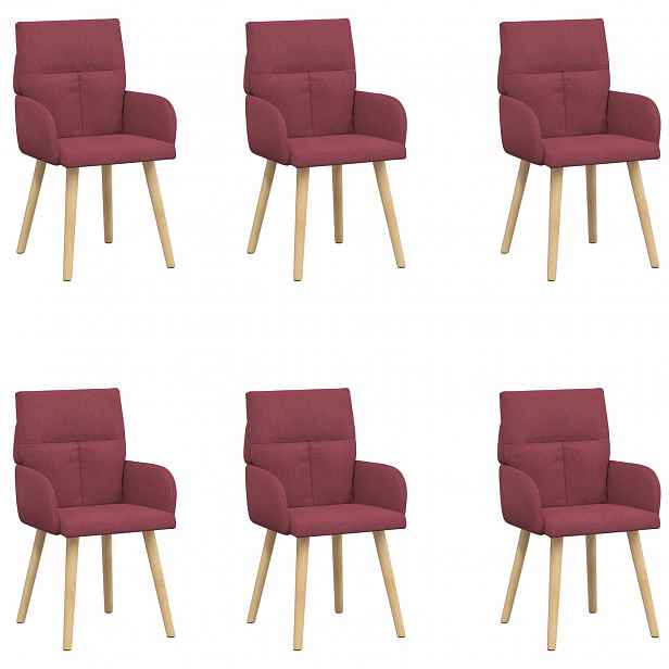 vidaXL Jídelní židle 6 ks Textil Víno Červené 60 x 56 x 93 cm
