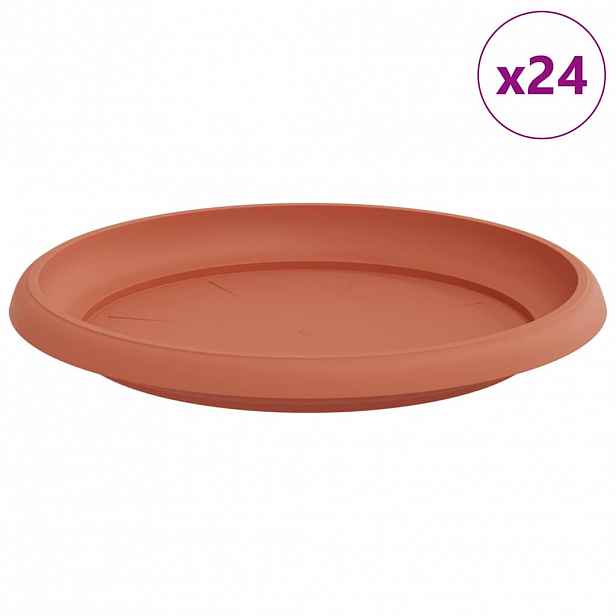 vidaXL Kruhový květinový tácek 24 ks Cihlově červená Ø 21,5 x 2,5 cm
