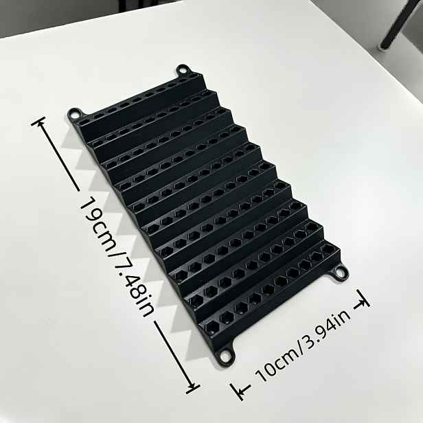 TEMU Nástěnný držák na bity, 3D tištěný držák na šestihranné bity pro bity 6,3 mm, kapacita 100 otvorů, organizér na šroubováky a nářadí do domácí