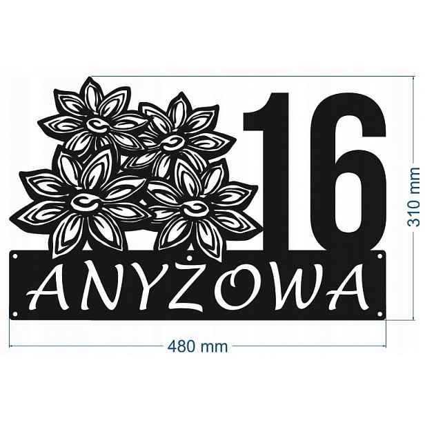Číslo Na Dům 80 cm Tabule Adresa Ocel 2 mm Grafika 45