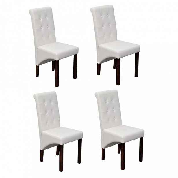 Jídelní židle 4 ks umělá kůže / dřevo  Bílá