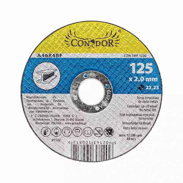 Korundový řezný kotouč na kov 125 x 2,0 mm, Condor