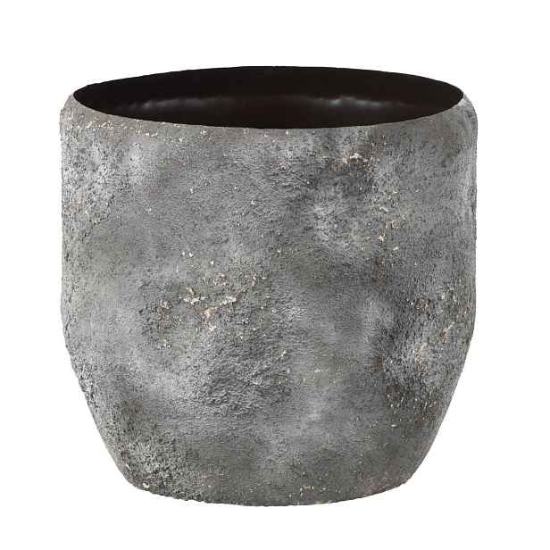 Šedý veliký kovový obal na květináč Rough - Ø 40*37 cm J-Line by Jolipa