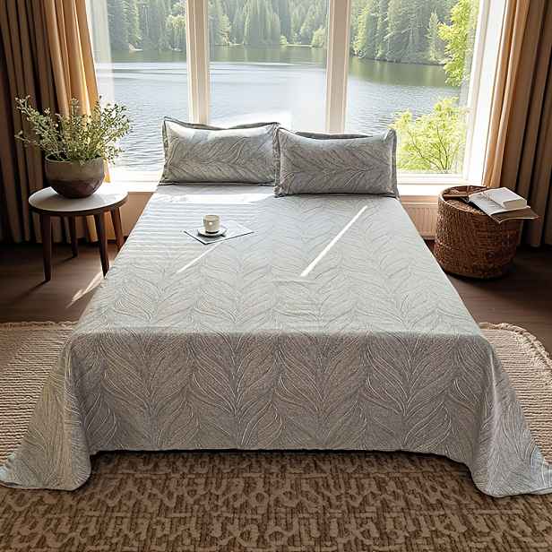 TEMU 1 ks Prostěradlo s geometrickým proužkovaným potiskem | Polyester, lze prát v pračce, 80-85 g/m²