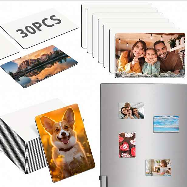 TEMU Přizpůsobitelné 30 ks obdélníkových magnetů na lednici, personalizované magnety na lednici s /textem/vzorem, vlastní prémiové fotografie na