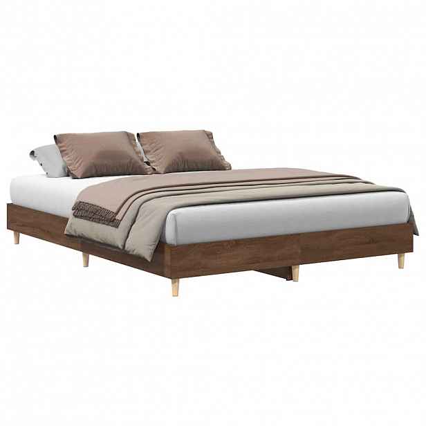 vidaXL Rám postele bez matrace Hnědý dub 150x200 cm Dřevěné konstrukce