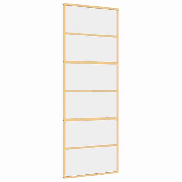 vidaXL Posuvné dveře zlaté 76 x 205 cm čiré ESG sklo a hliník