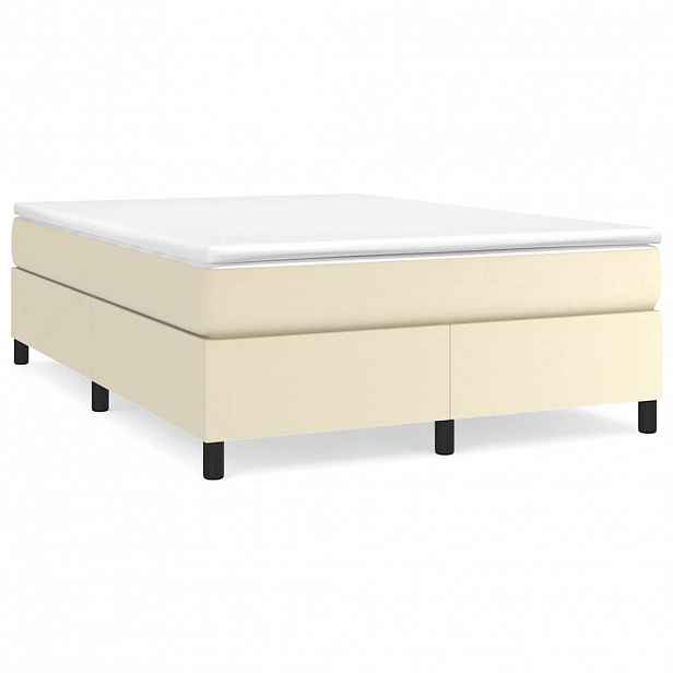 vidaXL Rám postele s boxspringem krémová 140 x 190 cm umělá kůže