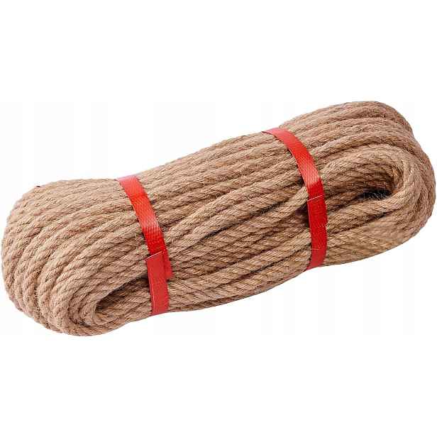 Jutové lano 24 mm x 30 m třížilové. Doprava, plachtění, dům, zahrada