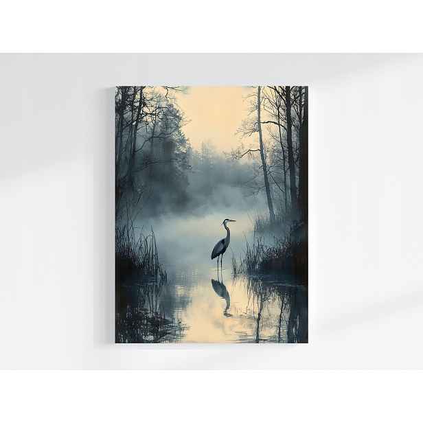 Obraz Na Plátně Canvas Příroda Ptačí Čapka Ráno Mlha 60x80