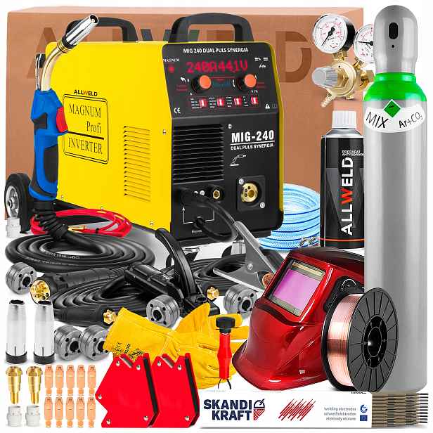 Poloautomatický Magnum Mig 240 Dual Puls 230V 240A Synergie Tig Paměť Nastavení