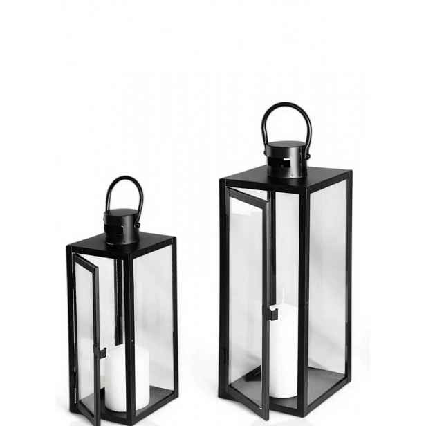 Sada 2 Černých lampionů 49 38 cm, černé lucerny