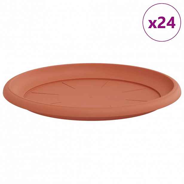vidaXL Kruhový květinový tácek 24 ks Cihlově červená Ø 27 x 2,5 cm