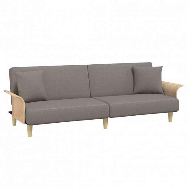 vidaXL Rozkládací pohovka s područkami taupe textil