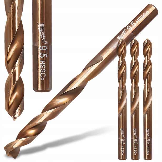 3x Vrtáky do kovu 9,5 mm Milwaukee Kobaltové Hss-g Nerezové oceli Wier R6