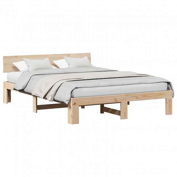 vidaXL Rám postele s čelo Přírodní 150 x 200 cm Masivní borové dřevo