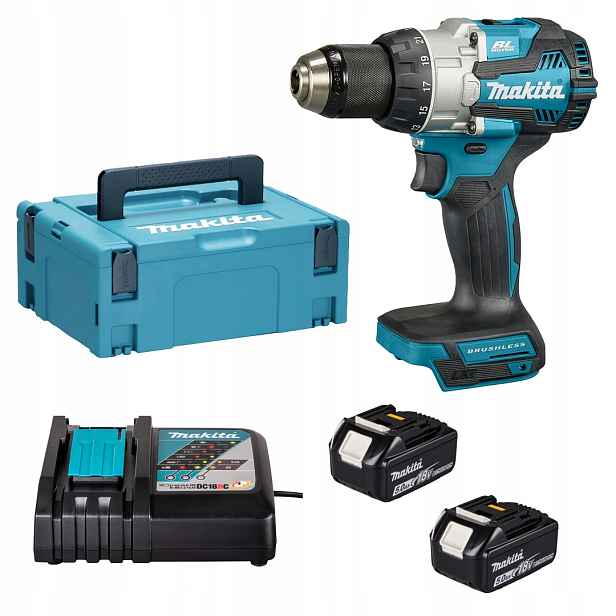 Aku. aku šroubovák příklep. Makita DHP489RTJ Lxt 18V 2x5Ah Bl 73Nm 2 rychlostní brzdy