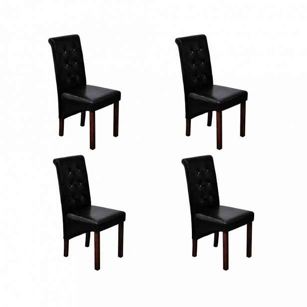 Jídelní židle 4 ks umělá kůže / dřevo Černá