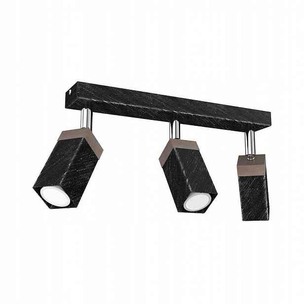 MiLAGRO Stropní Svítidlo Solo Sawn Black Patinated Wood 3X Mini Gu10