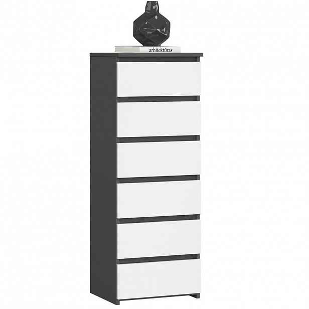 RAUMHIRSCH FURNITURE KOMODA grafitově šedá, bílá 109/40/35