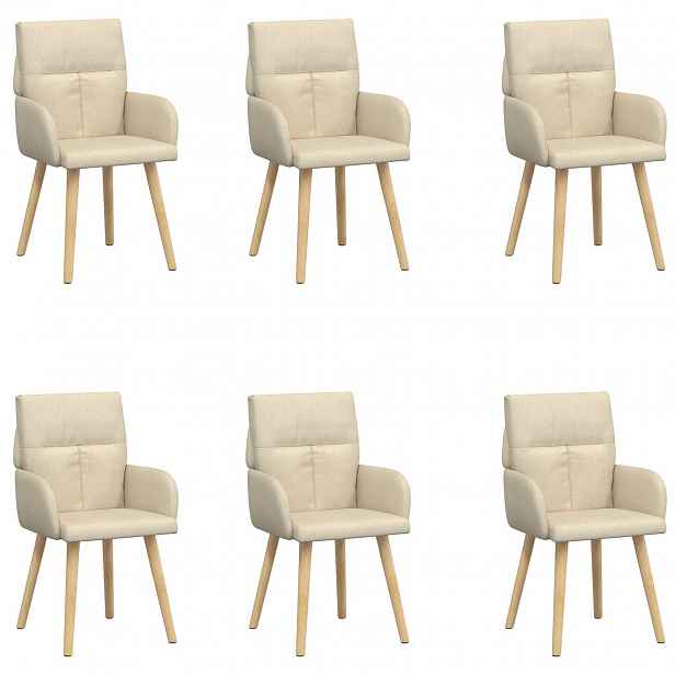 vidaXL Jídelní židle 6 ks Textil Krémová 60 x 56 x 93 cm