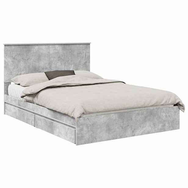 vidaXL Postel s úložným prostorem Betonově šedá 150 x 200 cm