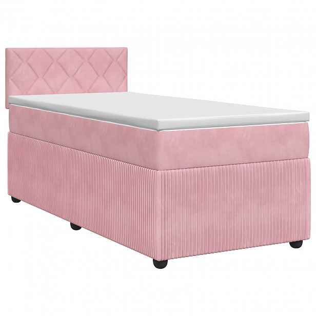 vidaXL Postel boxspring s matrací s čelo Růžová 90 x 200 cm Samet