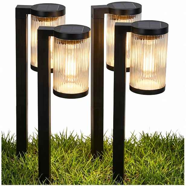 Solární Lampa Led Zahradní zapichovací sloupek Snímač soumraku Rýhovaný sloup