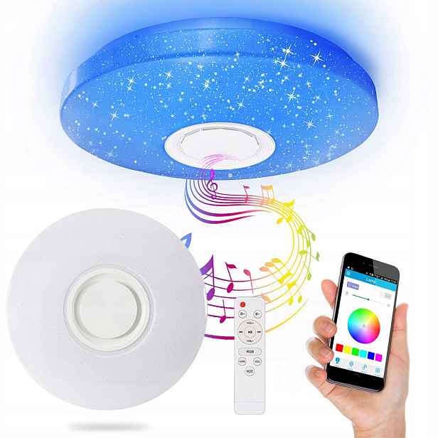 Stropní Svítidlo stropní svítidlo Led Rgb Aplikace Bluetooth Dálkový Ovladač Reproduktor 60W