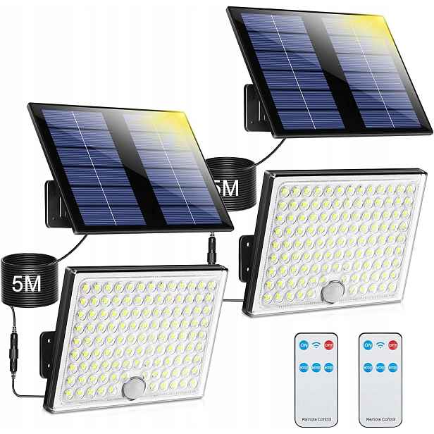 Venkovní Led reflektor s dálkovým ovládáním a pohybovým senzorem Realky 2 kusy Solar
