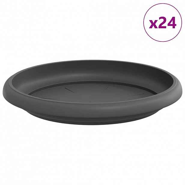 vidaXL Kruhový květinový tácek 24 ks Černá Ø 15,5 x 2 cm Plast