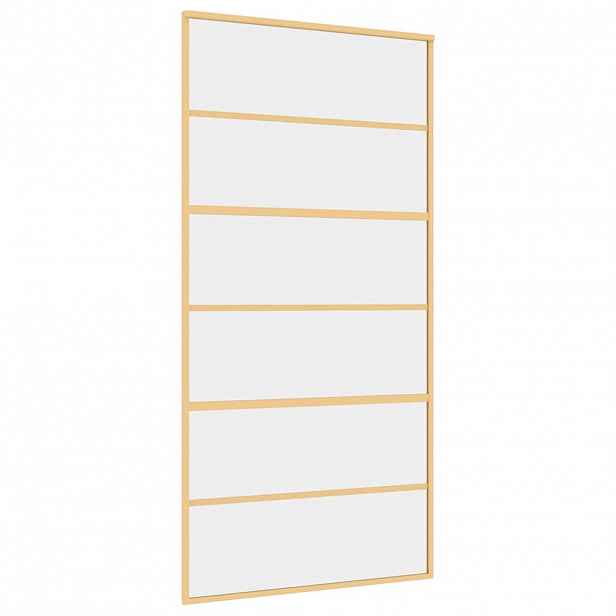 vidaXL Posuvné dveře zlaté 102,5 x 205 cm čiré ESG sklo a hliník