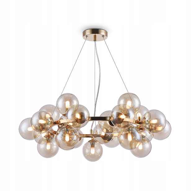 Závěsná lampa zlatá kulatá, horizontální, skleněné koule, moderní 25 bodů Maytoni