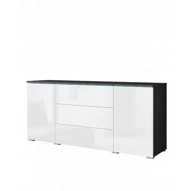 Komoda s LED osvětlením Vera matera / bílý lesk, 150 cm