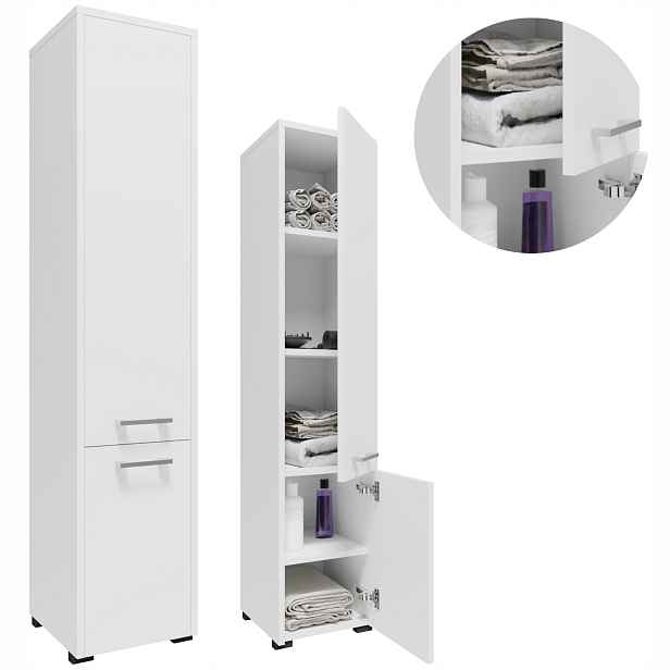 Koupelnová skříňka F1402DBIA bílá 140 Cm stojící závěsný sloupek regál skříň