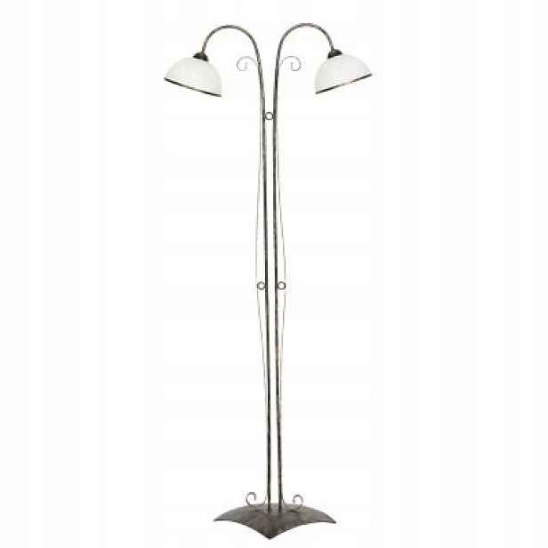 Stojací lampa podlahová dvojitá patina zlaté skleněné stínítko 164 cm Luminex