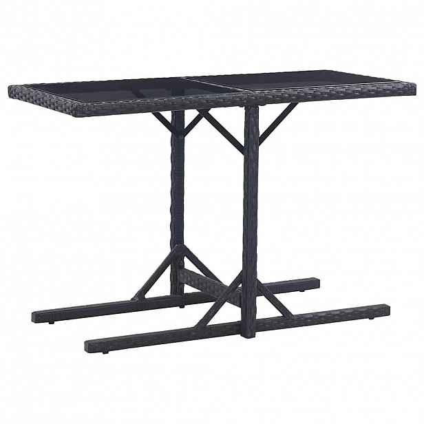 vidaXL Zahradní stůl černý 110 x 53 x 72 cm sklo a polyratan