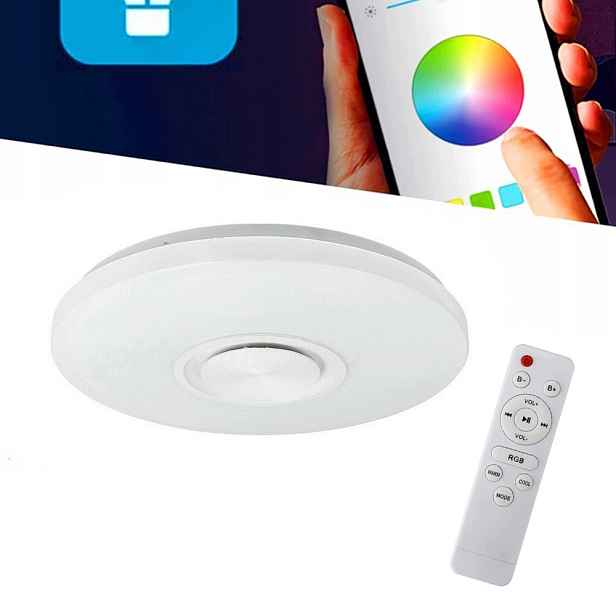 Lampa Stropní Svítidlo Led Rgb 60W Bluetooth Reproduktor Dálkový Ovladač Aplikace Smart Barev Cct