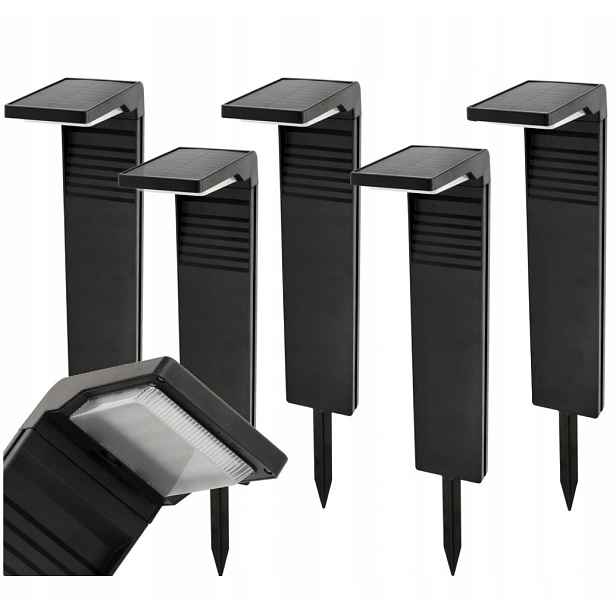 5 x Solární zahradní stojací lampa 57 cm Sada silných sloupků