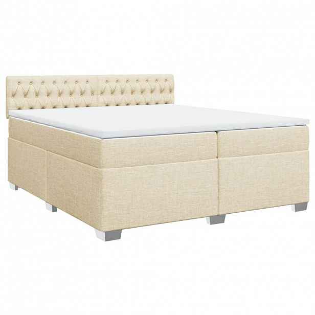 vidaXL Box spring postel s matrací krémová 200x200 cm textil