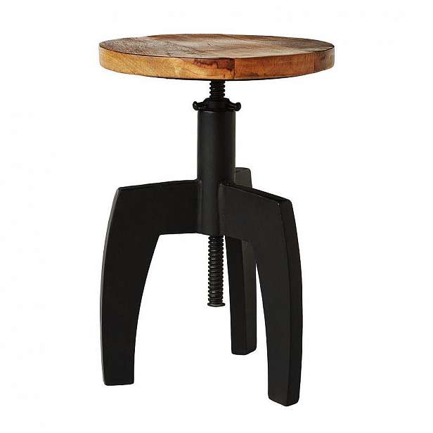 Ambia Home Taburet, Mangové Dřevo, Přírodní Barvy, Černá