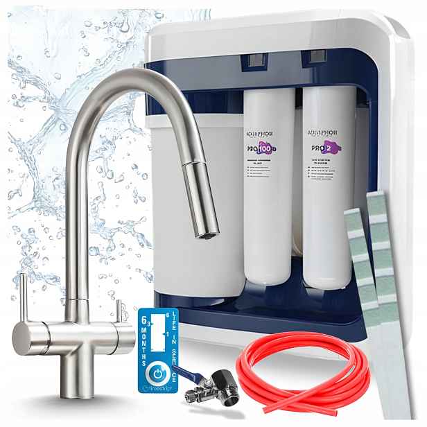Kuchyňská Baterie Šedá Vytahovací Sprcha A Vodní Filtr Aquaphor Ro 202S Pro