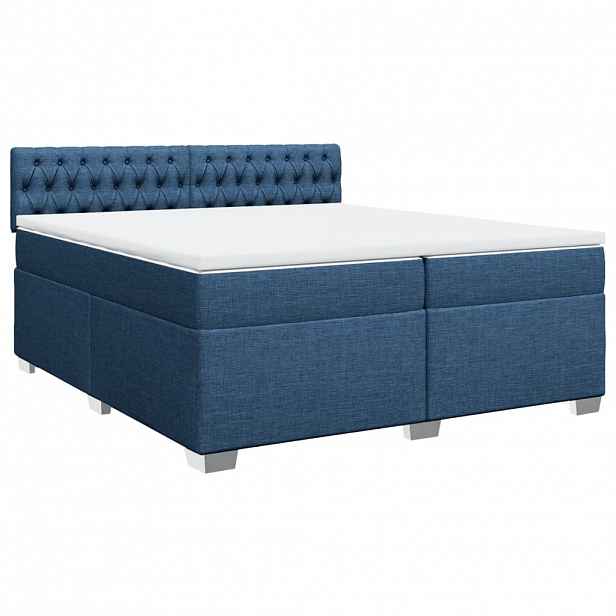 vidaXL Box spring postel s matrací modrá 200x200 cm textil