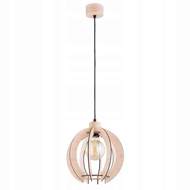 Alfa Závěsná lampa Dřevěná Skandinávská Stínidlo E27 IP20 Iskra