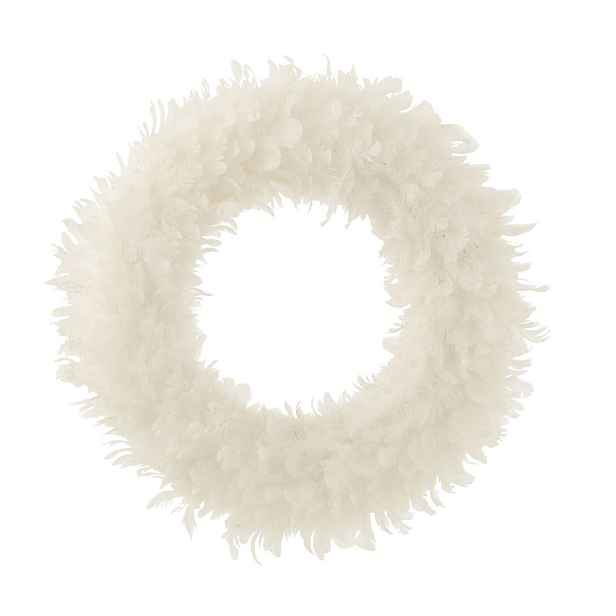 Bílý peříčkový věnec se třpytkami Wreath glitt - Ø 50*6 cm J-Line by Jolipa