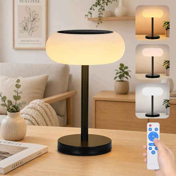 Rosnek Solární Lampa Stolní Led 4000 mAh IP65 Dálkový Ovladač Časovač Usb-c 3 barvy