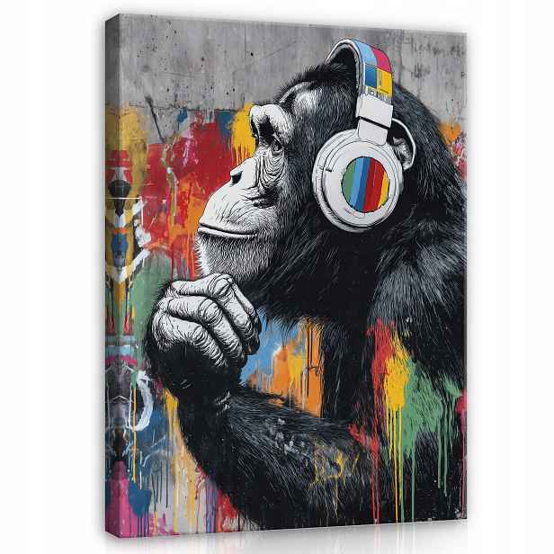 Obraz Graffiti Banksy Opice Moderní Do Ložnice Obývacího Pokoje Na Plátně 90x60