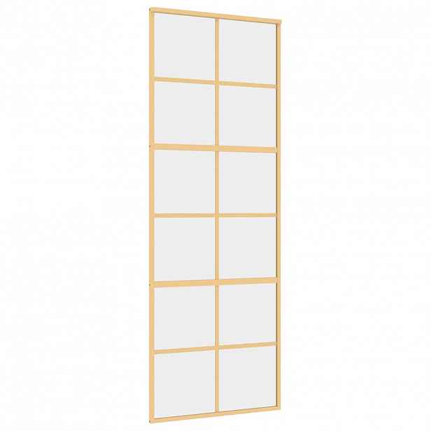 vidaXL Posuvné dveře zlaté 76 x 205 cm čiré ESG sklo a hliník
